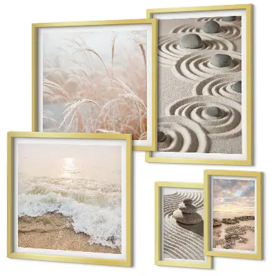 Set of 5 wall art pieces featuring relaxing nature landscapes