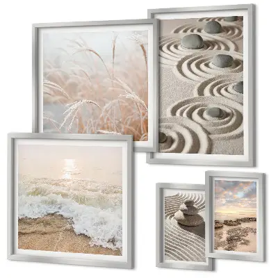 Set of 5 wall art pieces featuring relaxing nature landscapes