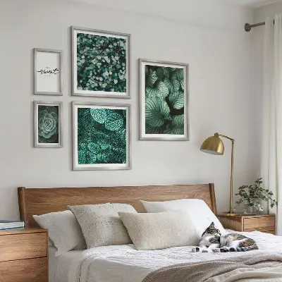 Gallery wall modern green leaves and plants