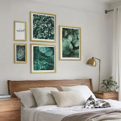 Gallery wall modern green leaves and plants