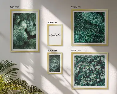 Gallery wall modern green leaves and plants
