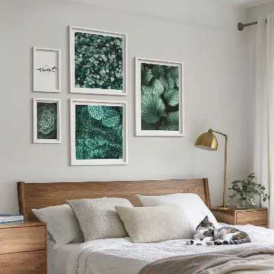 Gallery wall modern green leaves and plants