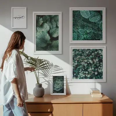 Gallery wall modern green leaves and plants