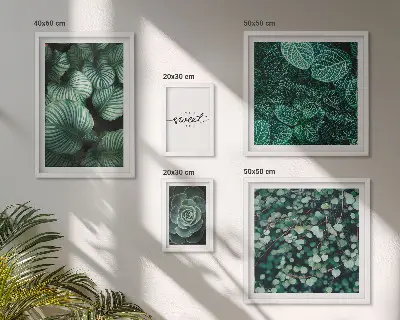 Gallery wall modern green leaves and plants