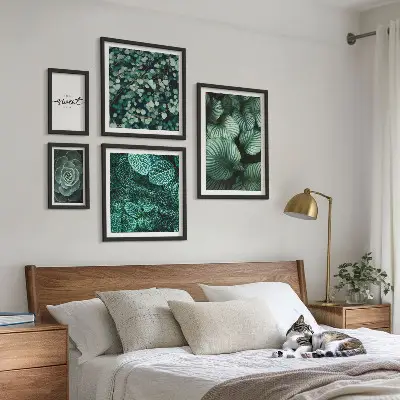 Gallery wall modern green leaves and plants