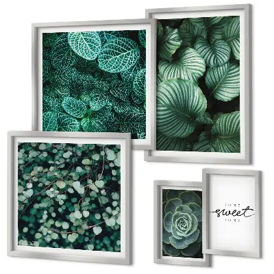 Gallery wall modern green leaves and plants
