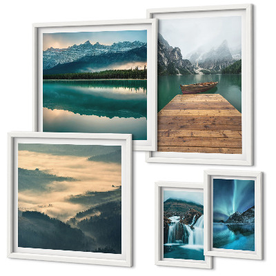 Set of 5 wall art pieces Landscapes waterfalls mountains