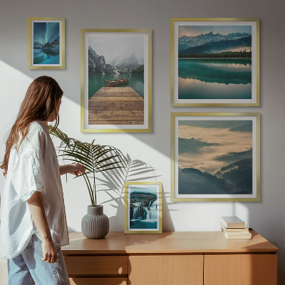 Set of 5 wall art pieces Landscapes waterfalls mountains