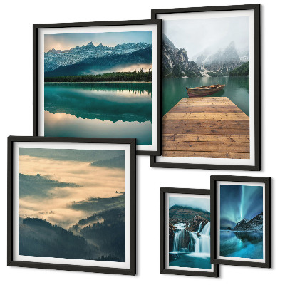 Set of 5 wall art pieces Landscapes waterfalls mountains