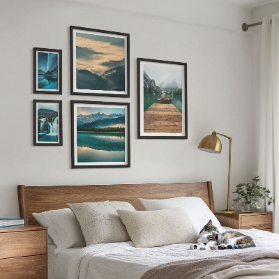 Set of 5 wall art pieces Landscapes waterfalls mountains