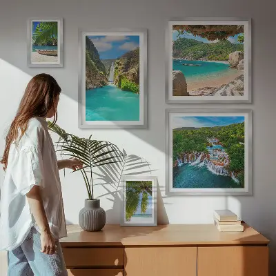 Gallery wall set tropical waterfalls and beaches theme