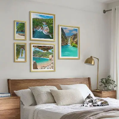 Gallery wall set tropical waterfalls and beaches theme
