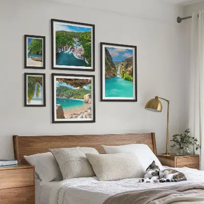 Gallery wall set tropical waterfalls and beaches theme