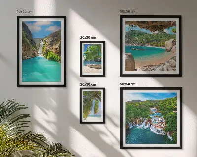Gallery wall set tropical waterfalls and beaches theme