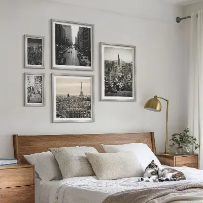 City panoramas of European capitals framed photo set