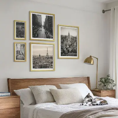 City panoramas of European capitals framed photo set