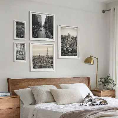 City panoramas of European capitals framed photo set