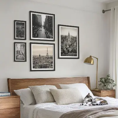 City panoramas of European capitals framed photo set