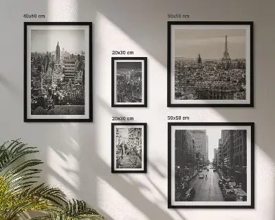 City panoramas of European capitals framed photo set