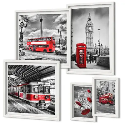 London motifs framed photo set with accents