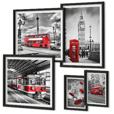 London motifs framed photo set with accents