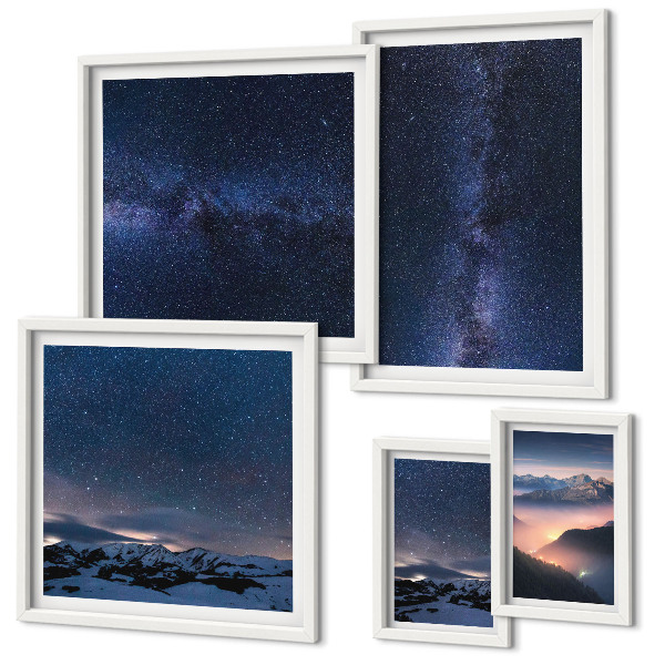 Set of 5 wall art pieces Cosmic skyscapes