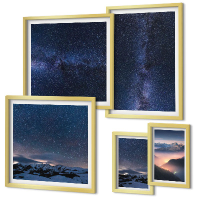 Set of 5 wall art pieces Cosmic skyscapes