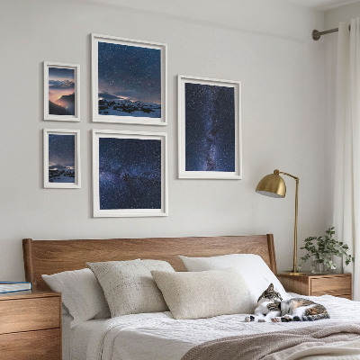 Set of 5 wall art pieces Cosmic skyscapes