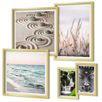 Framed nature photo set relaxing zen water scenes