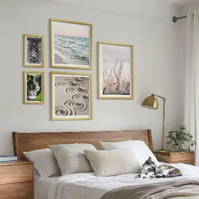 Framed nature photo set relaxing zen water scenes