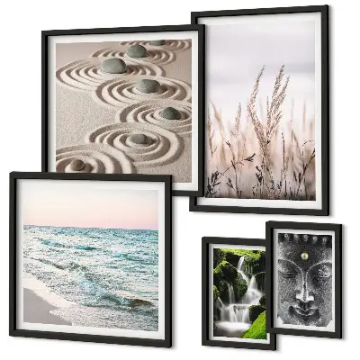 Framed nature photo set relaxing zen water scenes