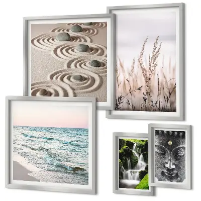 Framed nature photo set relaxing zen water scenes