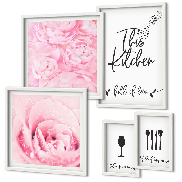 Set of 5 wall art pieces Kitchen inspirations roses accessories