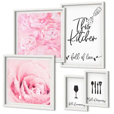 5-Piece Rose Kitchen Wall Art Set kitchen inspiration rose accessories