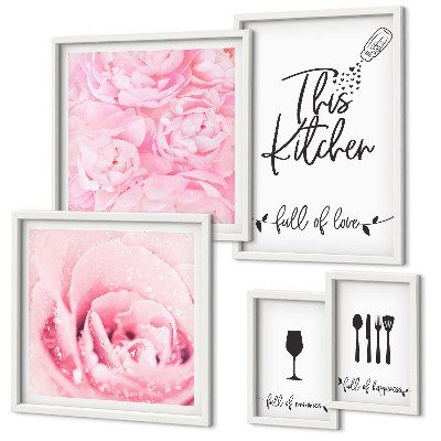 Set of 5 wall art pieces Kitchen inspirations roses accessories