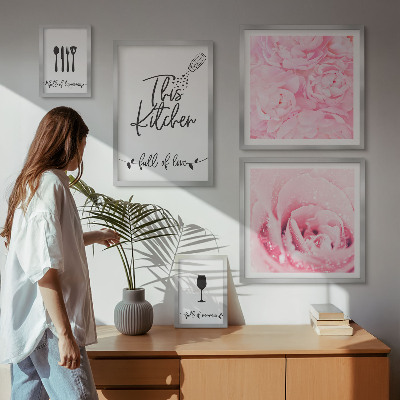 Set of 5 wall art pieces Kitchen inspirations roses accessories