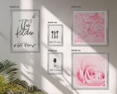 Set of 5 wall art pieces Kitchen inspirations roses accessories