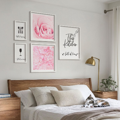 Set of 5 wall art pieces Kitchen inspirations roses accessories