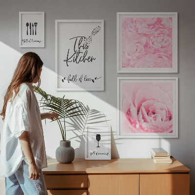 Set of 5 wall art pieces Kitchen inspirations roses accessories