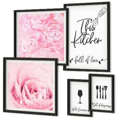 5-Piece Rose Kitchen Wall Art Set kitchen inspiration rose accessories