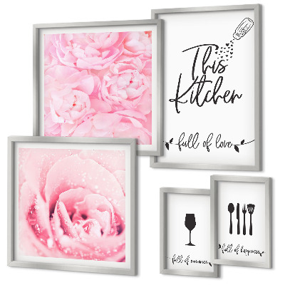 Set of 5 wall art pieces Kitchen inspirations roses accessories