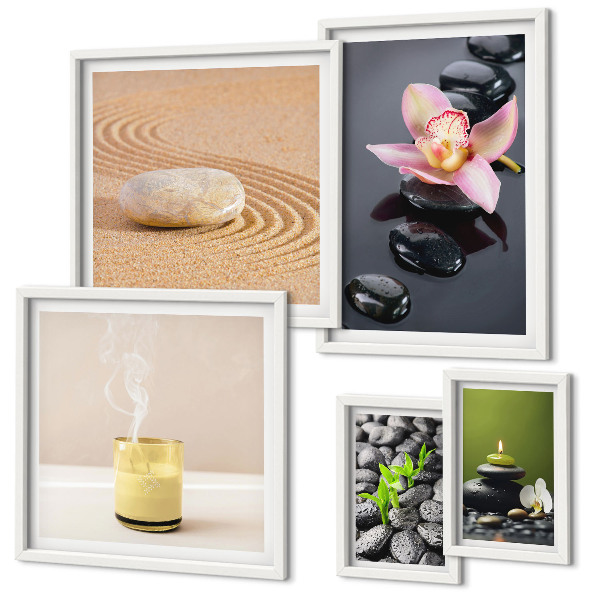 Gallery wall Relaxation zen stones orchids