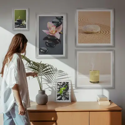 Gallery wall art relaxation zen stones and orchids