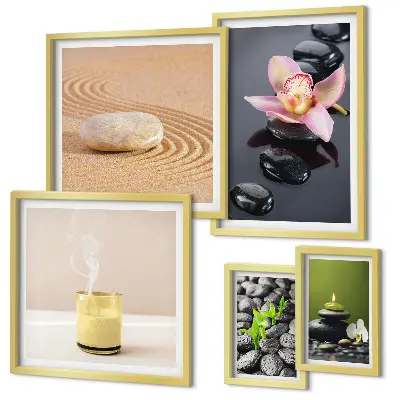Gallery wall art relaxation zen stones and orchids