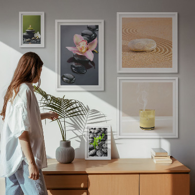 Gallery wall Relaxation zen stones orchids