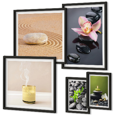 Gallery wall Relaxation zen stones orchids