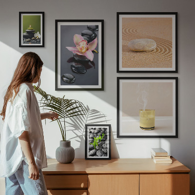 Gallery wall Relaxation zen stones orchids