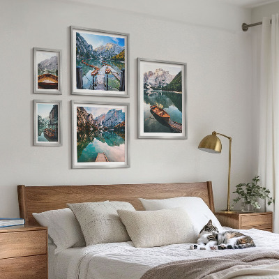 Framed photo set Tranquil lakes wooden boats