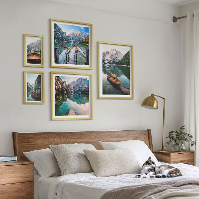 Framed photo set Tranquil lakes wooden boats