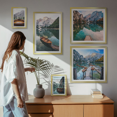 Framed photo set Tranquil lakes wooden boats